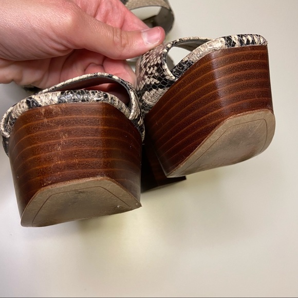 Sam Edelman Rain Snake Chunky Platform Sandal Heels Square Toe Ankle Strap - Picture 13 of 14